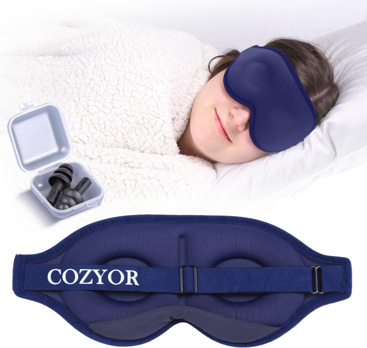 3D Slaapmasker voor Volwassenen met 100% Donkerheid en Siliconen Oordopjes - Ideaal voor Zijslapers en Vliegtuigen