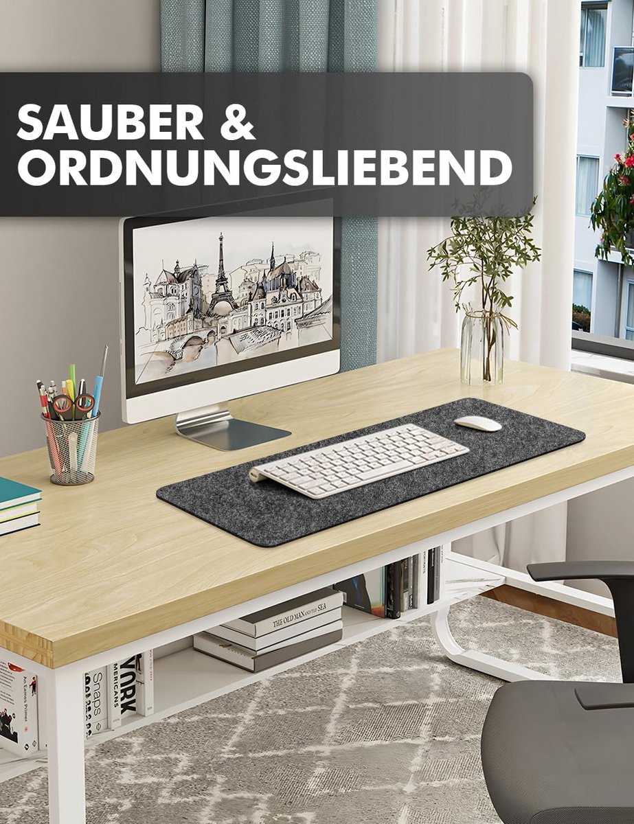 Bureauonderlegger van Vilt - Antislip Bureaumat voor Thuiswerkplek - 150 x 40 cm — cadeau in Wonen & Interieur - foto 7
