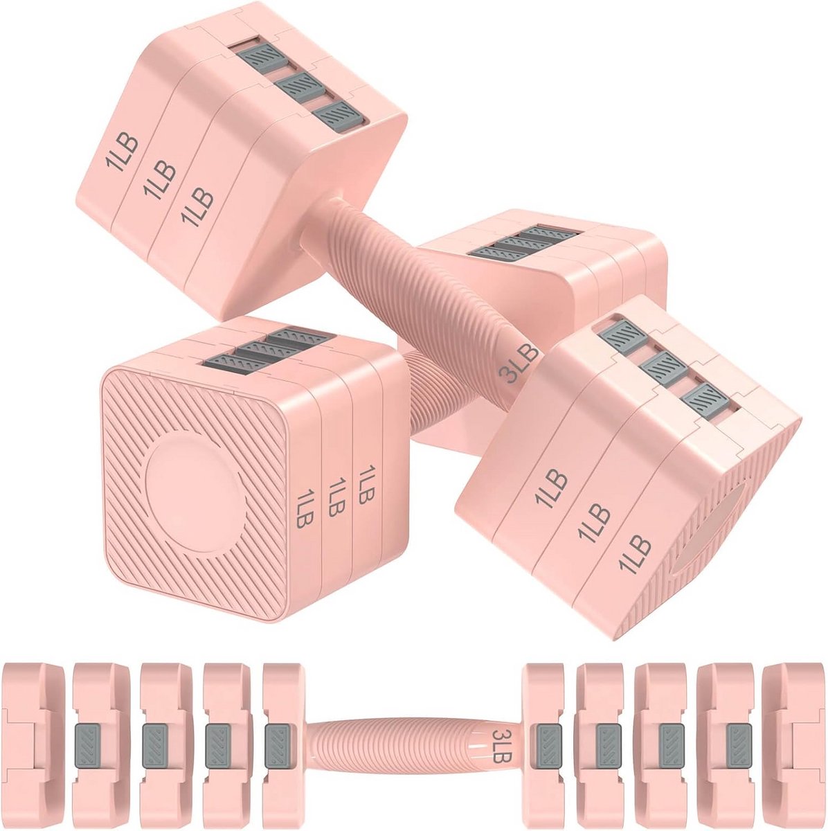 Verstelbare Halters Set van 2 - Handgewichten met 5 Niveaus van 1,4 kg tot 5 kg voor Full-Body Workout
