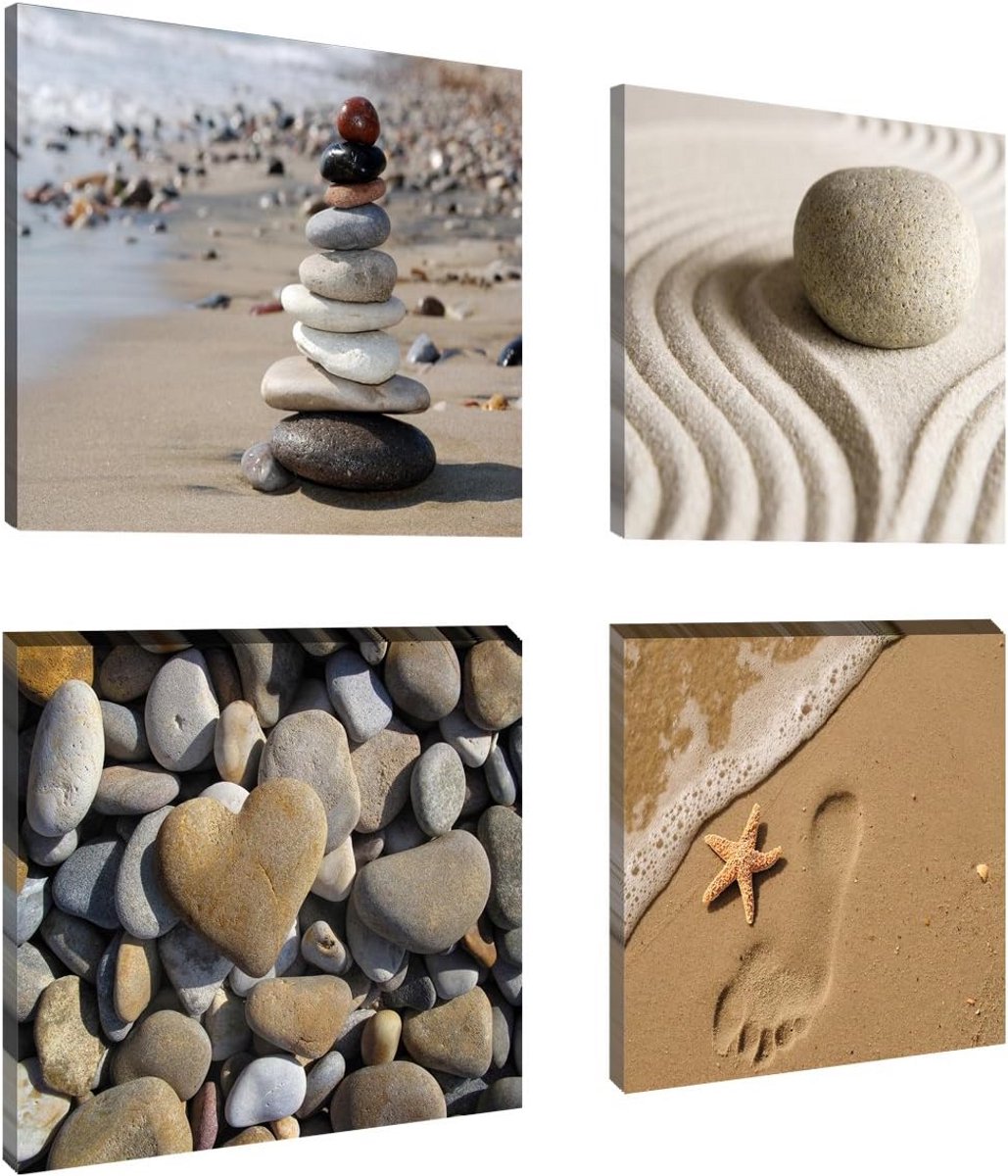 Canvasafbeeldingen Set van 4 - Spa Sand 20x20 cm voor Wanddecoratie