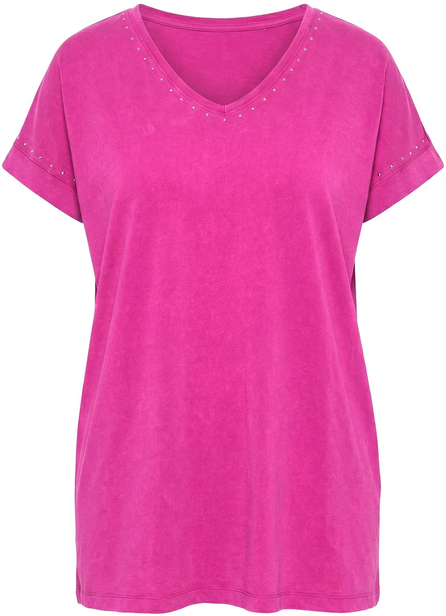 Angel of Style - Dames - T-shirt comfort fit sierstuds - Licht heide - Maat 42
