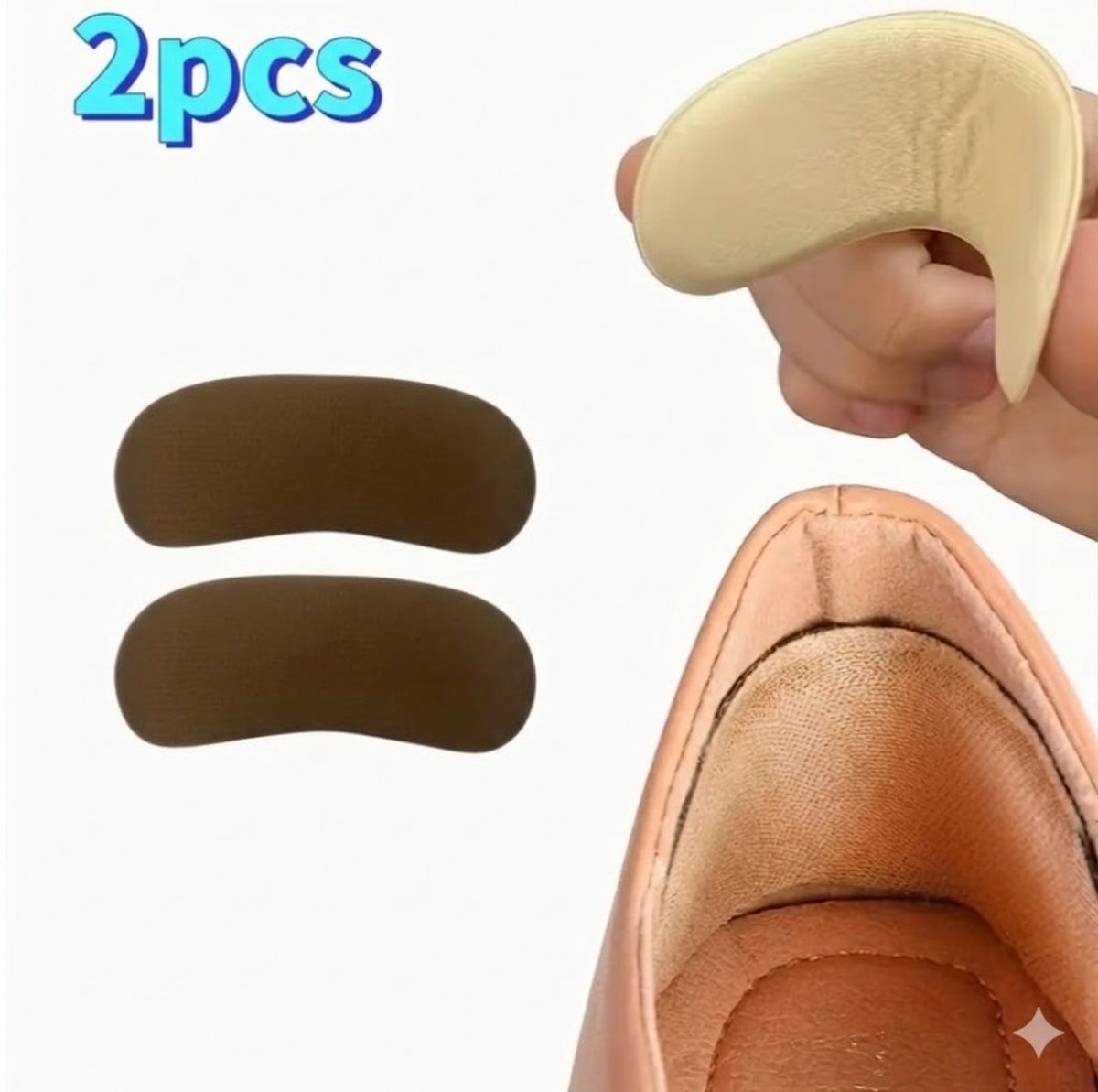 2 stuks Zoolkussentjes voor Mannen en Vrouwen, Zelfklevende Hielbeschermers Voorkomen Uitglijden, Schuren, Blaren en Verbeteren Schoenpassing /bruin/