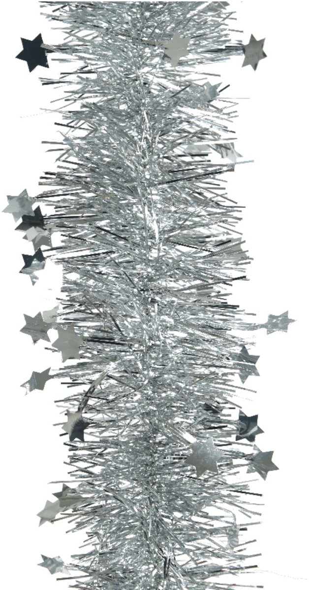 KAEMING B.V. - Zilveren kerstboomlinger met sterren 270 cm kerstdecoratie