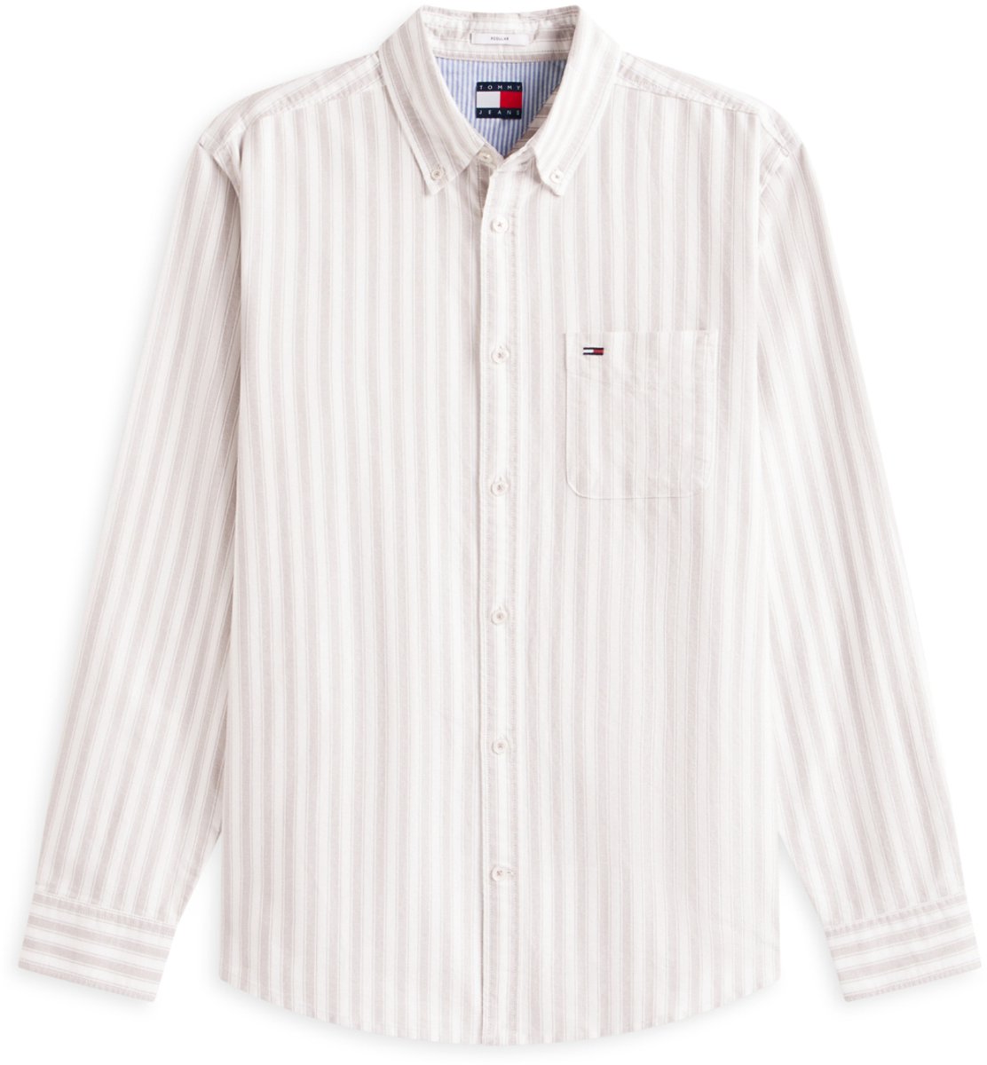 Tommy Jeans Overhemd Tjm Reg Stripe Oxford Shirt Ext Dm0dm22790 Pkd Ivy Mink Stripe Mannen Grijs