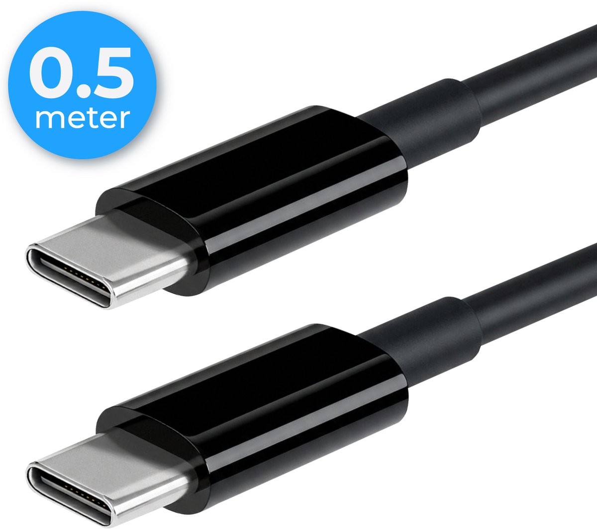 Nuvance Usb C naar Usb C Kabel - 0.5 Meter - Usb-C Kabels - Snellader - 480Mb/ps Data - Usb C Oplader - 60W - Zwart