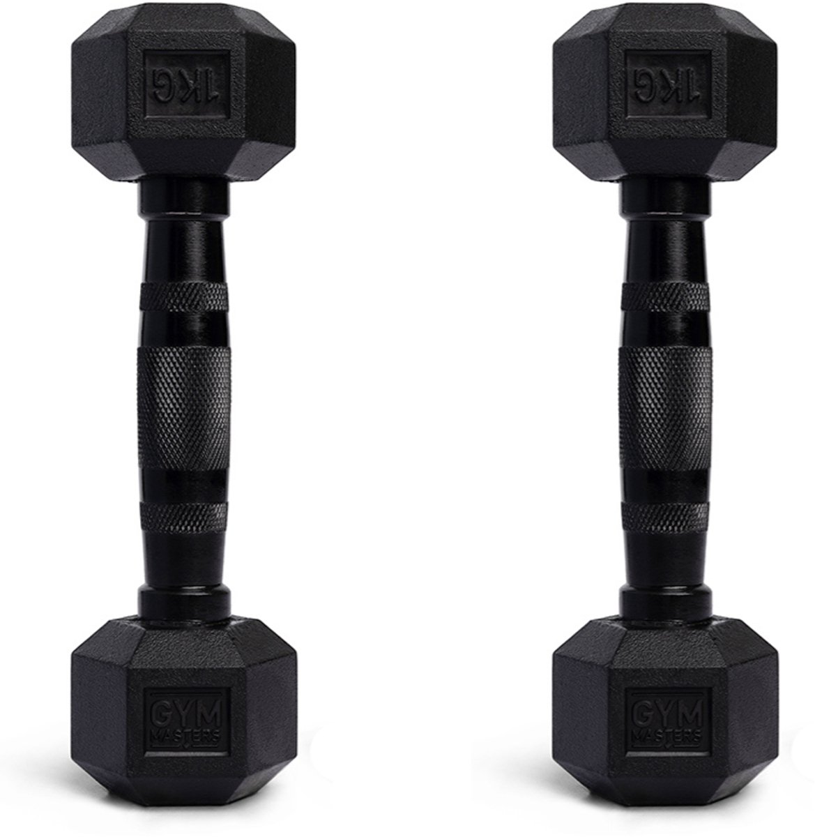 Gym Masters Hexa Dumbbells 1 kg Set (2 stuks) – Hexagon Dumbbells – Rubber Fitness Gewichten – Zwart