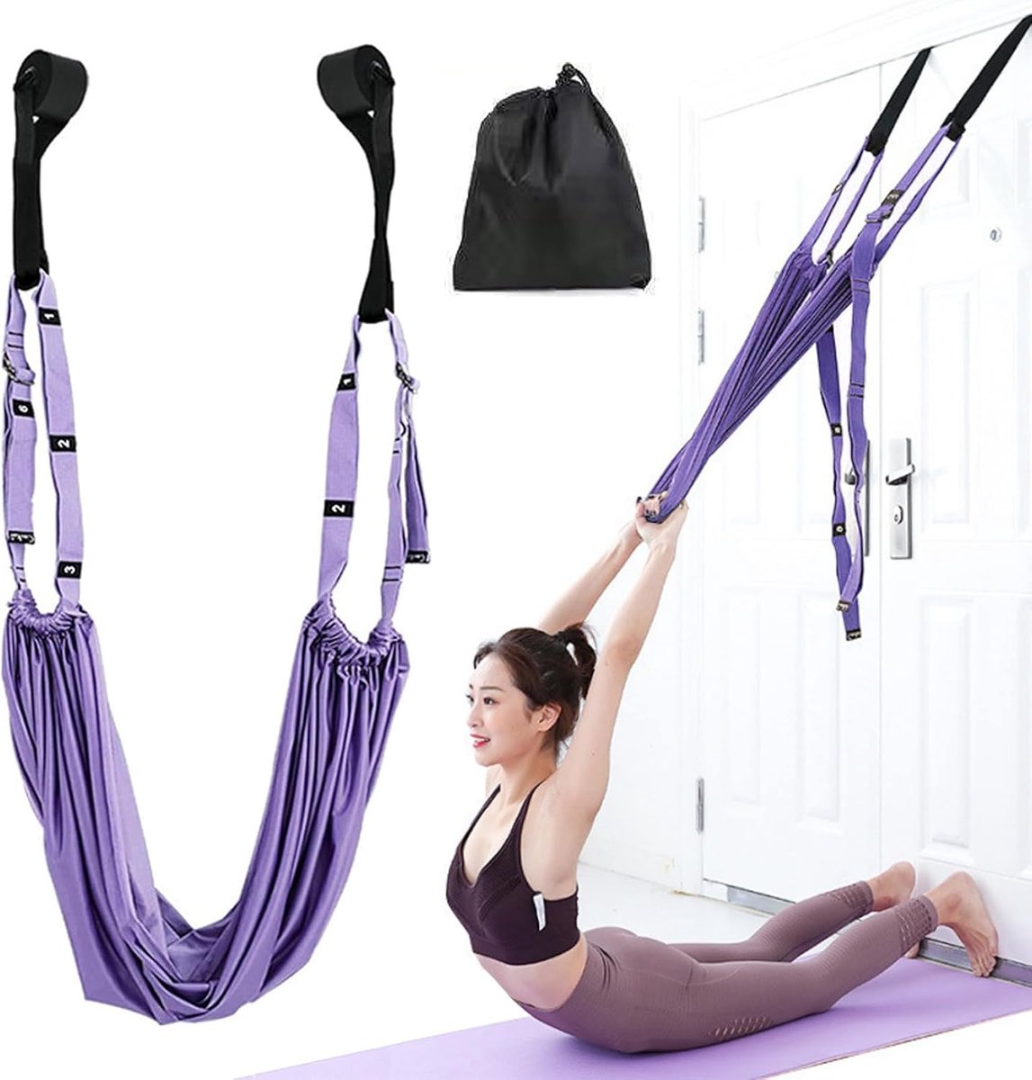 Verstelbare Yoga Stretch Strap – Been Rug Taille Rekband voor Split, Ballet, Dans, Pilates & Revalidatie Thuis of Gym