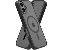 IYUPP Hoesje Geschikt voor iPhone 16 Hoesje - Geschikt voor MagSafe - Shockproof Back Cover - Mat Zwart Transparant