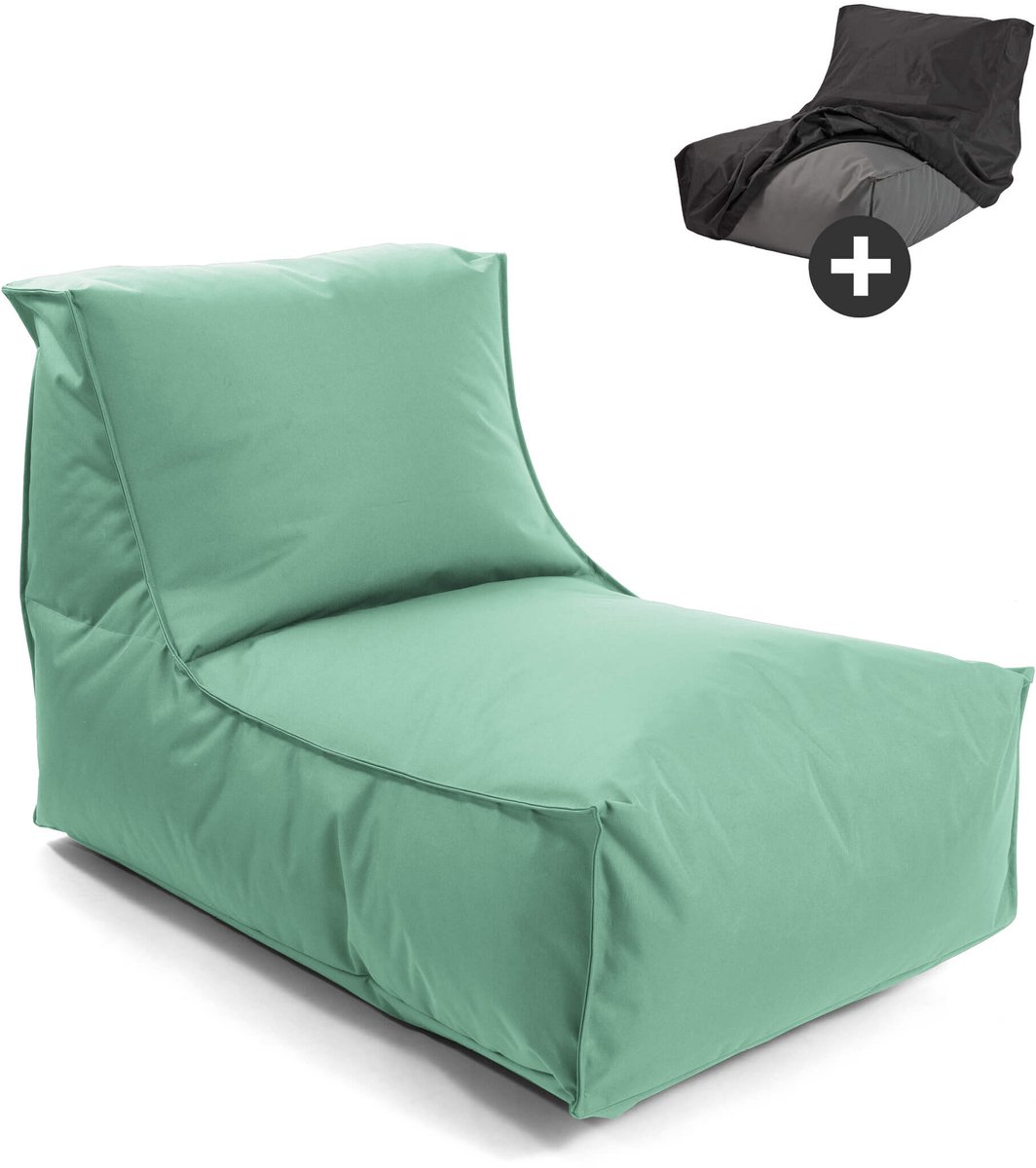 mokebo Zitzak met beschermhoes voor kinderen & volwassenen 'Der Sundowner', Bean Bag met vulling, ook als ligkussen in Eucalyptus Groen
