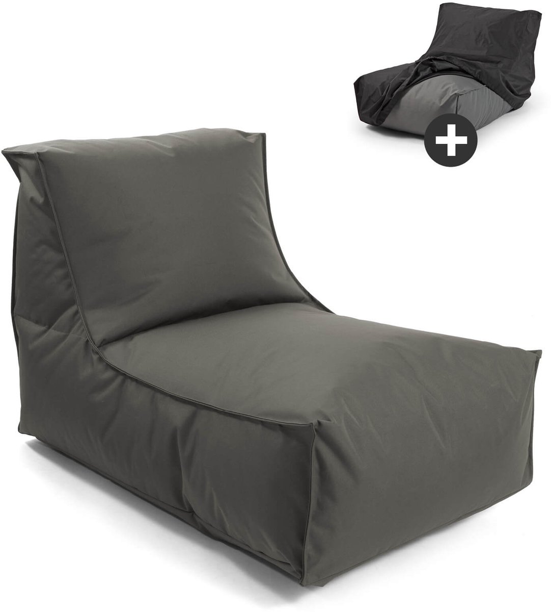 mokebo Zitzak met beschermhoes voor kinderen & volwassenen 'Der Sundowner', Bean Bag met vulling, ook als ligkussen in Antraciet