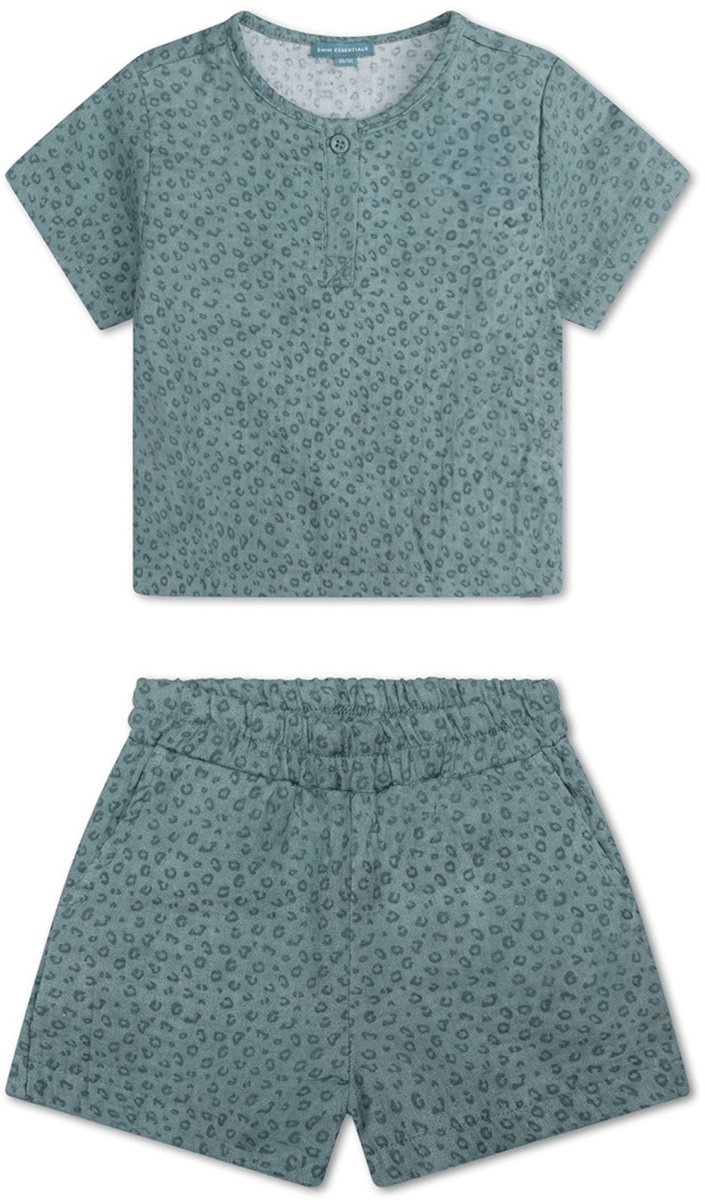 Swim Essentials - strandshirt - 1-6 Jaar - Groen - Luipaardprint - muslin/terry