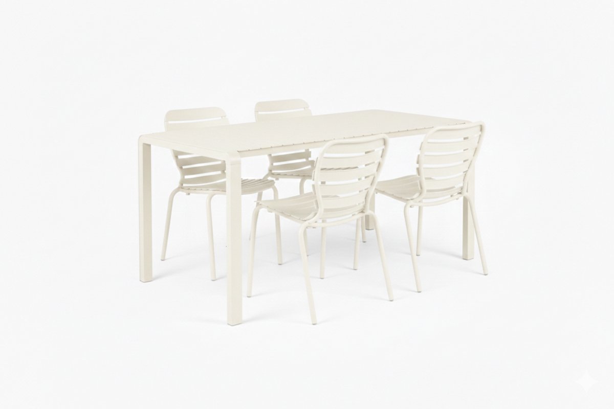 Zuiver Vondel Tuinset 4 personen - tuintafel + 4 stoelen Wit