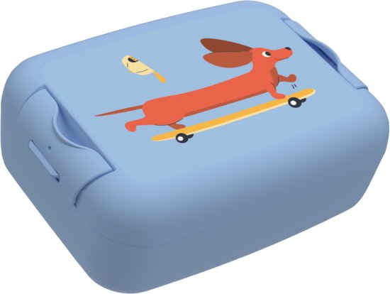Day To Day Lunchbox Chien - 825ml - Boîte à lunch pour Enfants - Lunch-box sans BPA - Fabriqué en Belgique - Bleu - 170x120x65mm