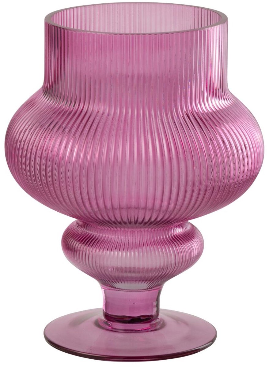 Decoshoppen.nl Vaas Ada Geribbeld Glas - Fuchsia - Small - 25 cm