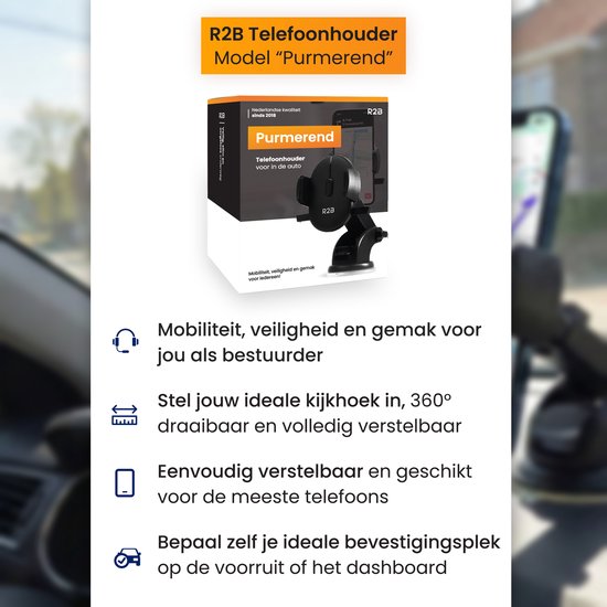 R2B GSM Houder Auto - Raam/Dashboard - Mobiel Houder Auto - Autohouder - Telefoonhouder Auto - Telefoonhouders Auto - Telefoon Houder - Auto Telefoonhouder - Phone Holder Car