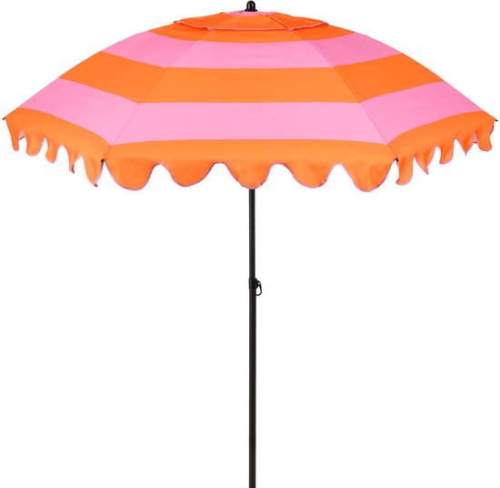 Mica Decorations Kantelbare Parasol met Streepprint - Stokparasol 238 x Ø197 cm - Tuin of Balkonparasol - Polyester, Staal - Lichtgroen, Donkergroen