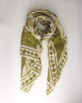 Foulard Estelli- Accessoires Junkie Amsterdam- Châle- Femme- Automne hiver- Allongé- Katoen Cosy chic- Imprimé graphique- Vert