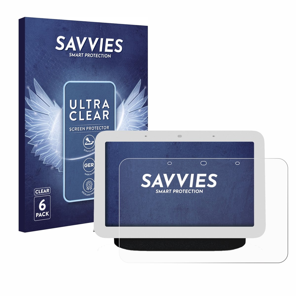 Savvies - Screenprotector voor Google Nest Hub 2 - Folie Beschermfolie transparant 6 Stuks