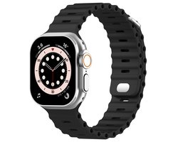 Premium Siliconen Sport bandje - Geschikt voor Apple Watch 1, 2, 3, 4, 5, 6, 7, 8, 9, 10, 11, SE, Ultra (2 / 3) - 44/45/46/49 mm - Zwart