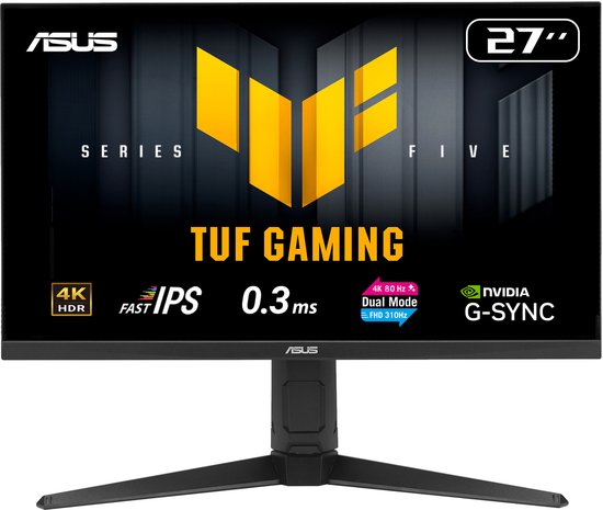ASUS TUF Gaming VG27UQEL5A - 4K UHD Gaming Monitor - 4K 80Hz, FHD 310Hz Dual Mode - Stereo Speakers - 1ms - 27 inch