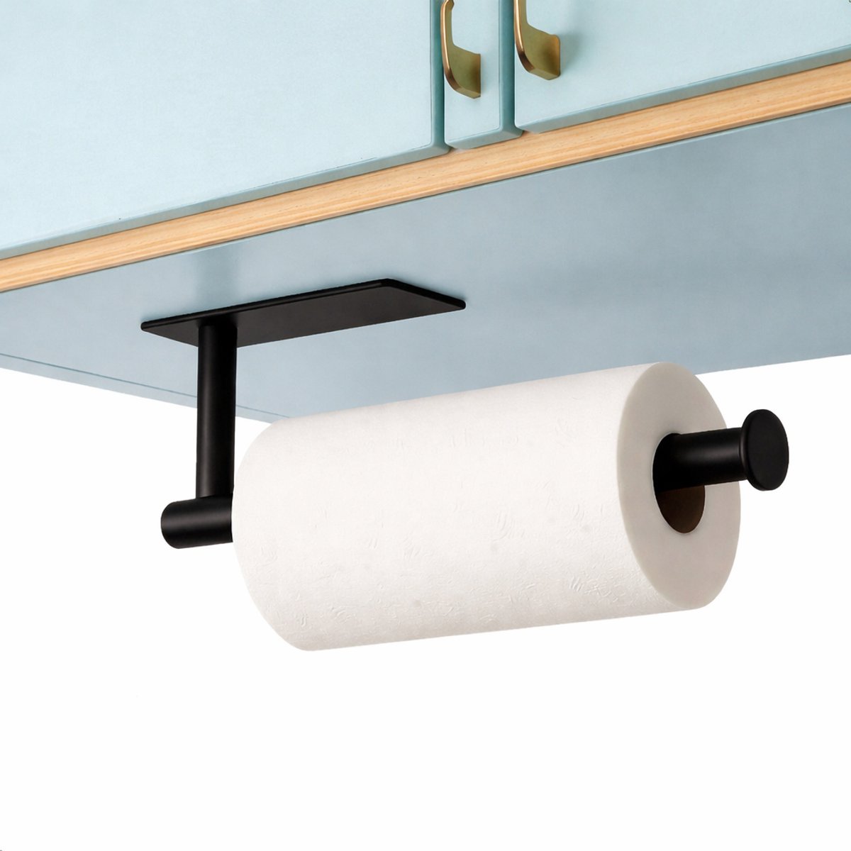Keukenrolhouder Hangend - Zwart - Zelfklevend - Foliehouder - Rollenhouder - Keukenrek hangend - Keukenpapier houder - Luft - Staand - Houder keukenrol