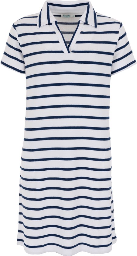 MyRebelle - Robe - Blue Bay - Blauw/Wit - Rayé - Taille 42