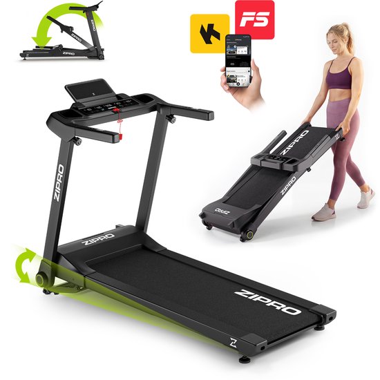 ZIPRO® Ramble - Loopband Inklapbaar met Helling - 1-16 km/h - Elektrisch - 12 Niveaus - LED-Display - 12 Programma’s - Bluetooth App - Hartslagmeting - Caloriemeting - Treadmill voor Thuis - Inklapbare met Hellingfunctie