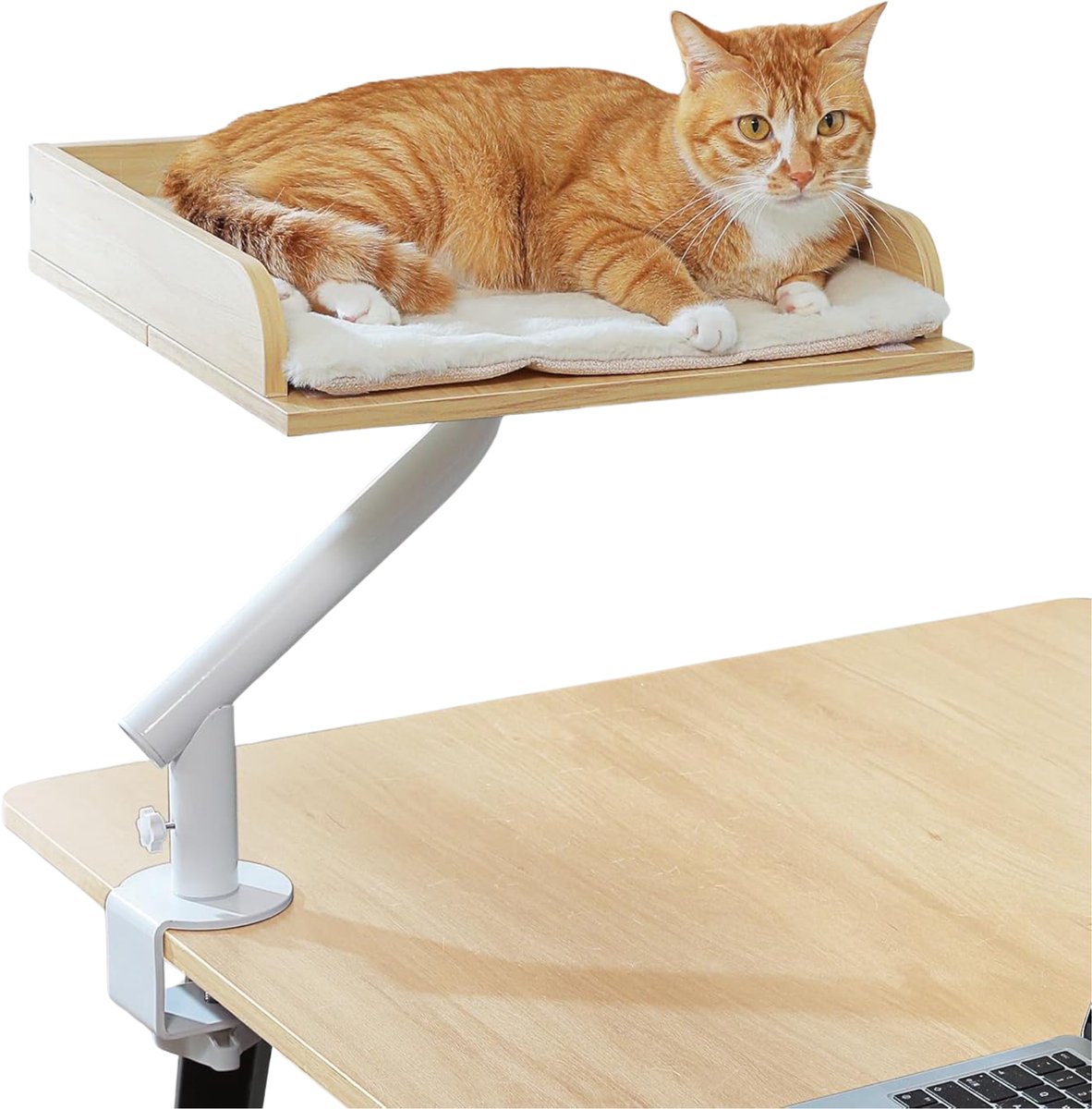 EcoPawPaw DeskNest 360 - Bureau Kattenbed - 360° Draaibaar - Tot 20kg - Met Versterkte Arm