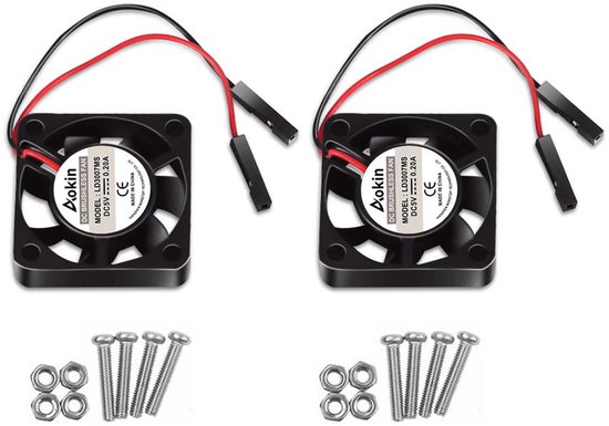 2 Stuks Stille Koelventilator 30x30x7mm voor Raspberry Pi 4, 3B+ en oudere modellen