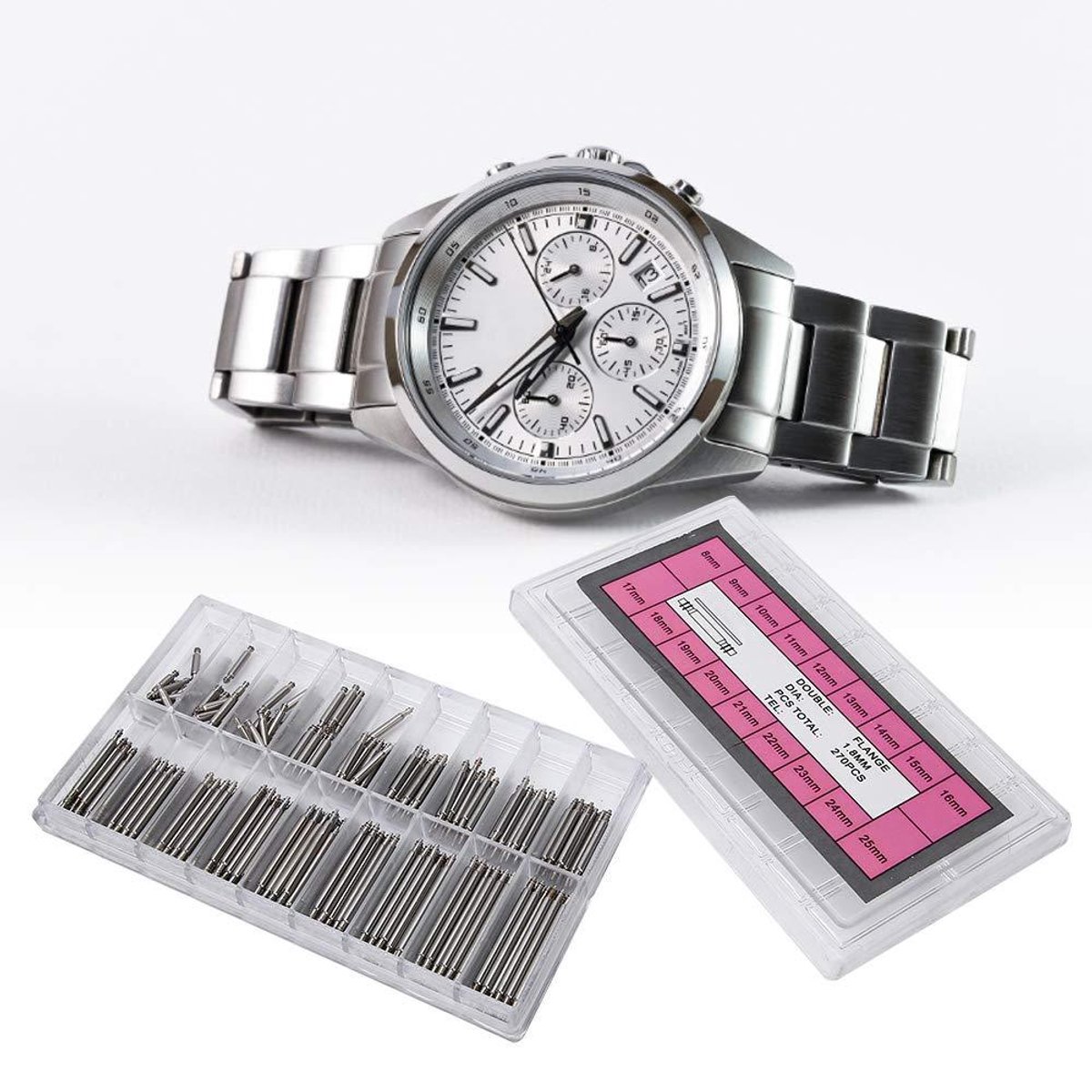 Allecto - Horlogebandpennen - Veerstang - 1,8 mm - Reparatie-accessoire - Duurzaam - 270 stuks - Watch-reparatie - Zakelijk Thuis gebruik - Horlogemakers