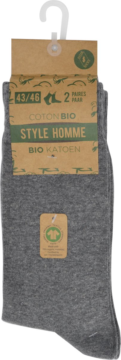 HEREN BIO SOKKEN - Bio katoen chaussettes - 20 paar - grijs - Mannen Maat 39/42- multipack