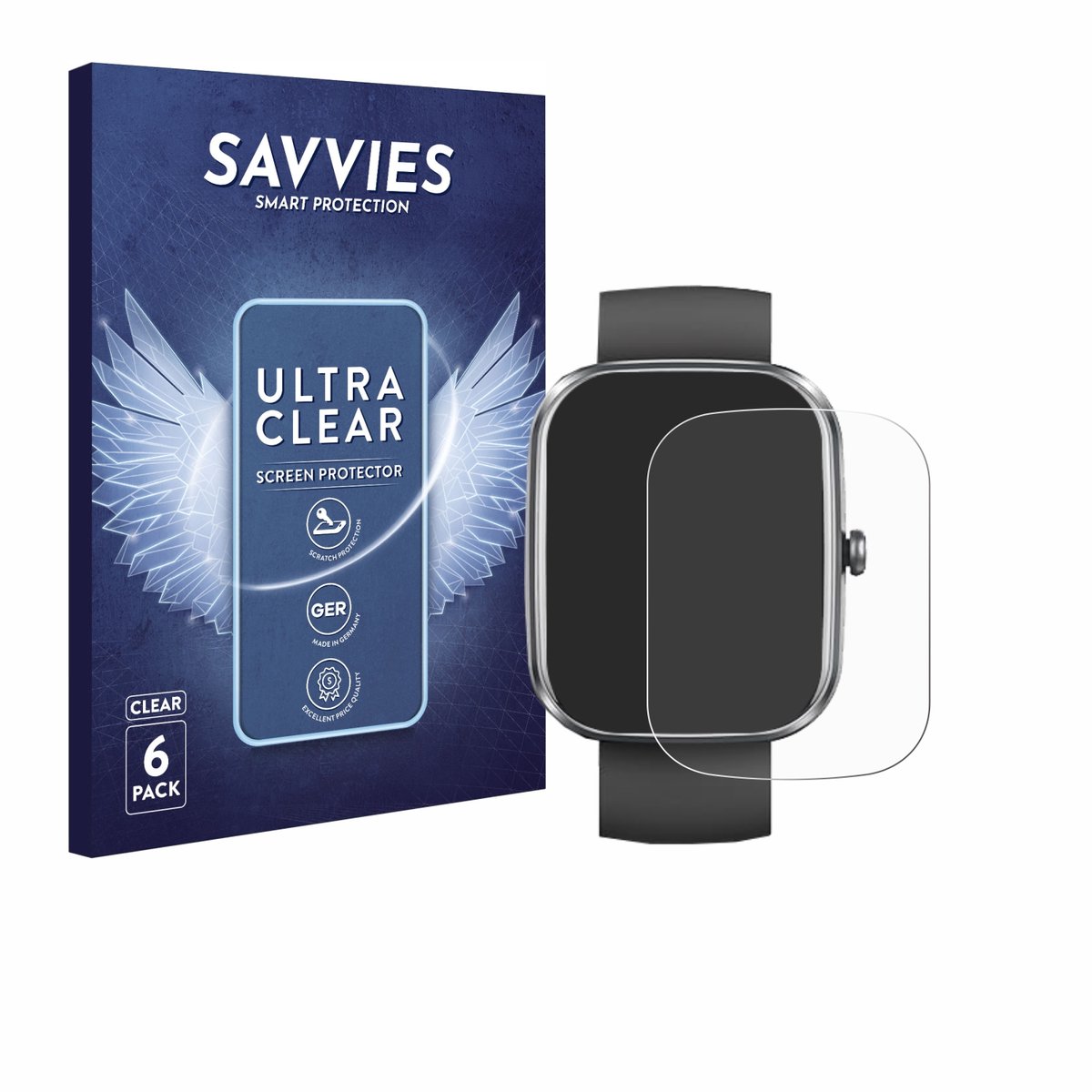 Savvies - Screenprotector voor Dyurwa T60 1.91" - Folie Beschermfolie transparant 6 Stuks