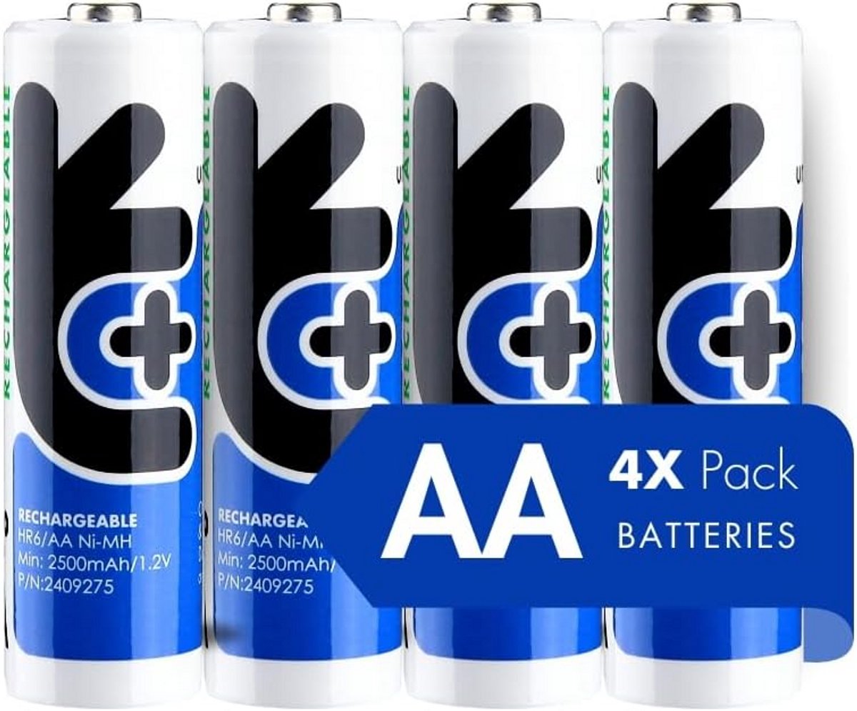 Oplaadbare AA Batterijen 2500 mAh - 4 Stuks Ni-MH Batterijen