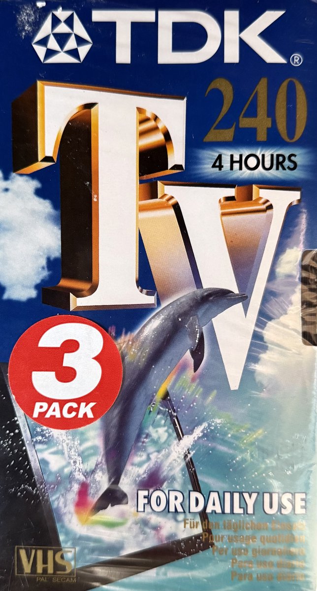 3 pack TDK 240min VHS videobanden TV E-240TVED
