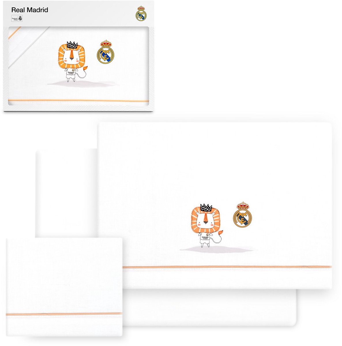 REAL MADRID™ Lakenset ledikant 60x120 cm katoen wit/oranje zacht