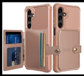Portemonnee Hoesje Geschikt voor Samsung Galaxy A26 - Back Cover met Pasjeshouder - Telefoonhoesje voor Pinpas - Kaarthouder op Achterkant - Case met Magneet Roze