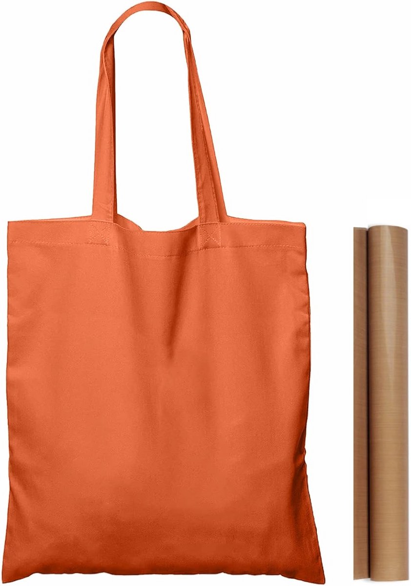 Set van Katoenen Tassen met Lange Handvatten voor Boodschappen en Opslag