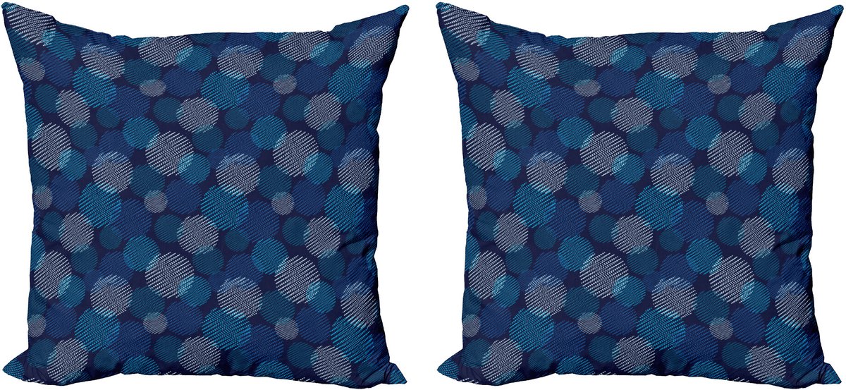ABAKUHAUS Abstracte Kussenhoezenset (2 stuks), Moderne Polka Dot, 50 cm, Lichtblauw Marineblauw