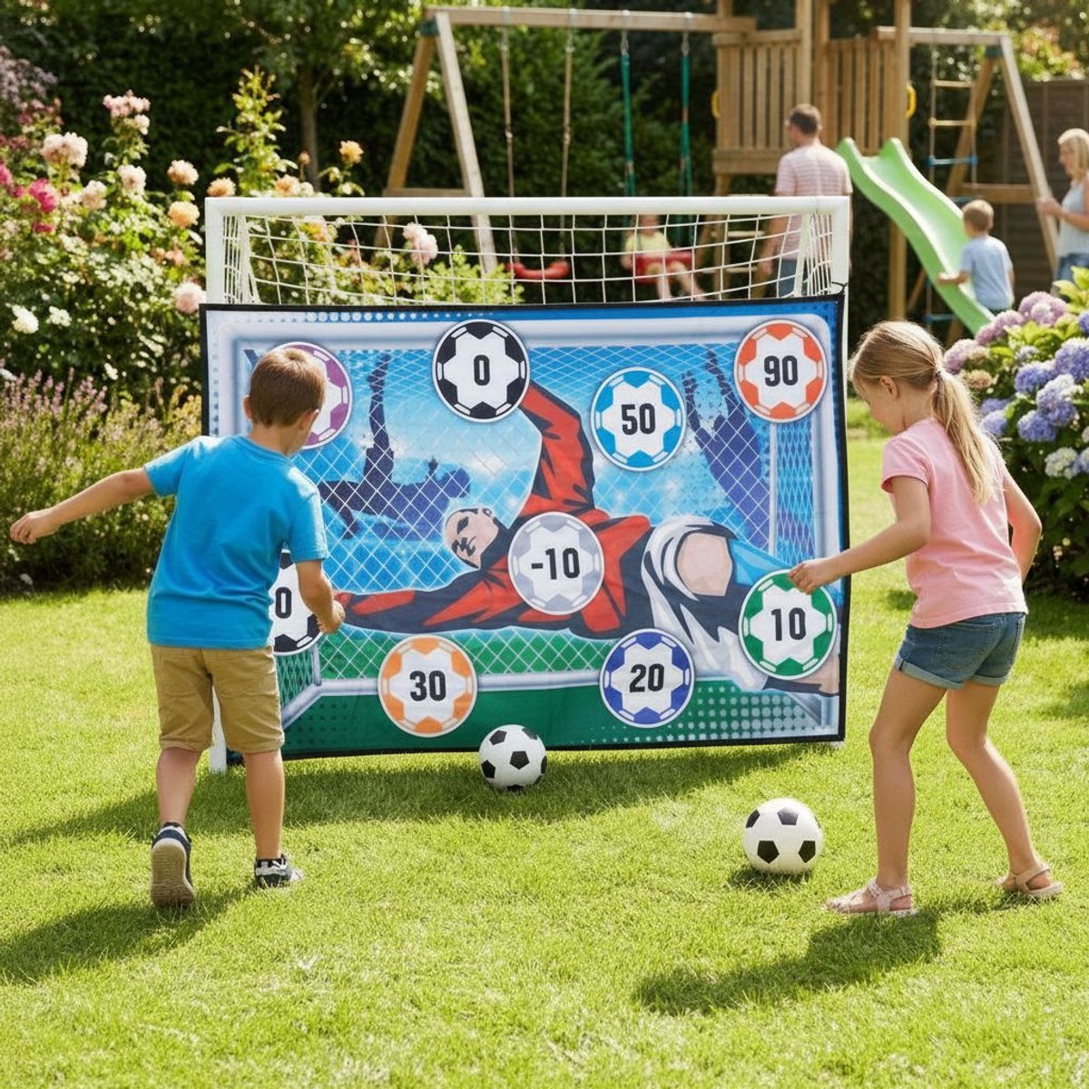 Eddy Toys Voetbaldoel Speelset - Voetbal Trainingsmateriaal met Doelwit en Bal - Binnen- en Buitenspeelgoed voor Kinderen - Opvouwbare Voetbal Goal — afbeelding 4