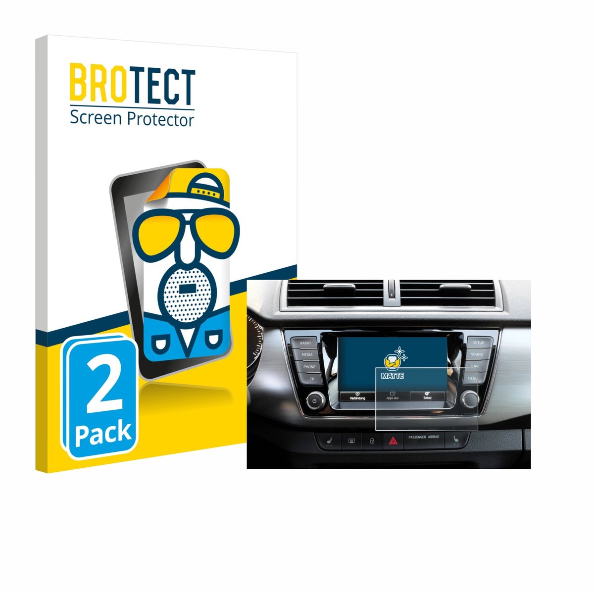 BROTECT - Screenprotector voor Skoda Fabia 3 Combi 6.5" - Folie Beschermfolie matte 2 Stuks
