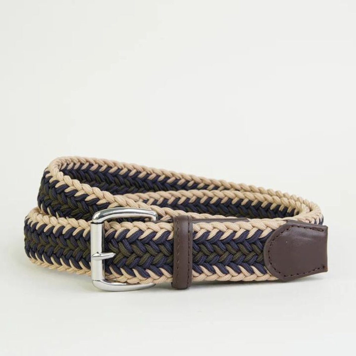 Sheringham Herenriem Stretch Chevron – Blauw/Groen/Ecru – Comfort & Stijl - Sophos Lifestyle - Maat Large 97 - 102cm