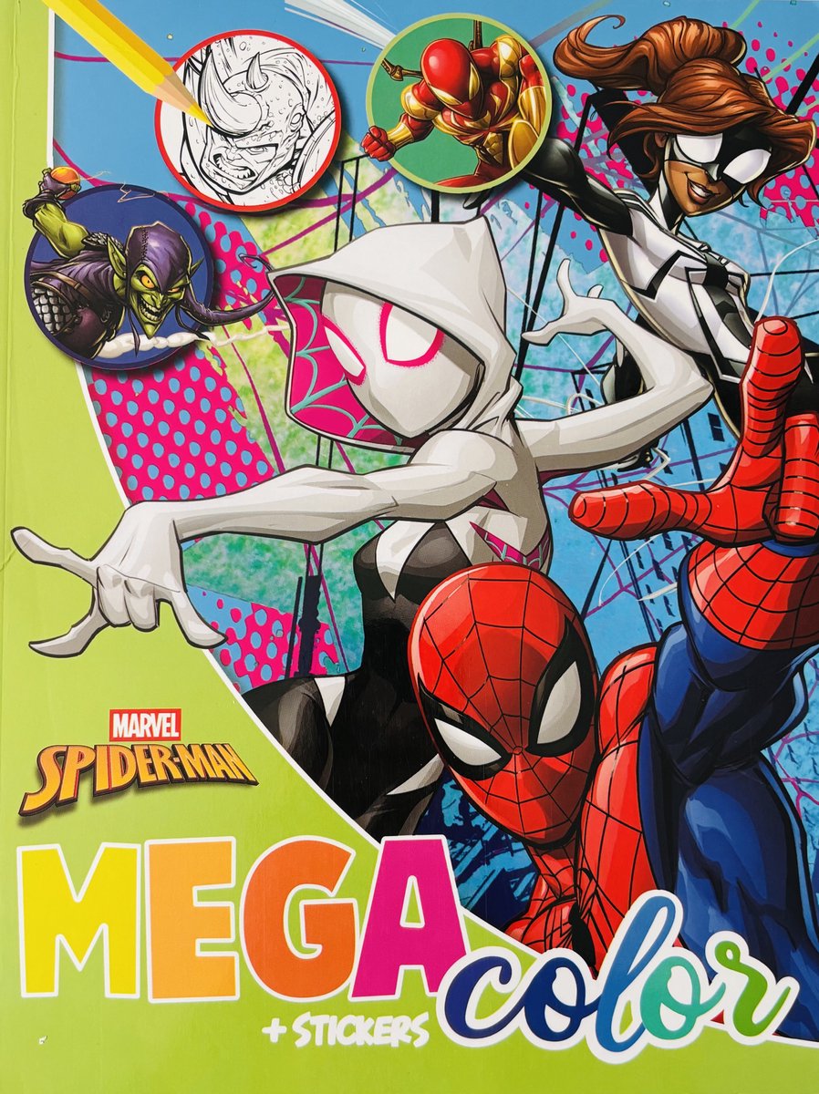 Marvel Spiderman - Kleurboek - Megacolor kleurboek met stickers - Extra dik! - superhelden - Knutselen - kleuren - kado - cadeau