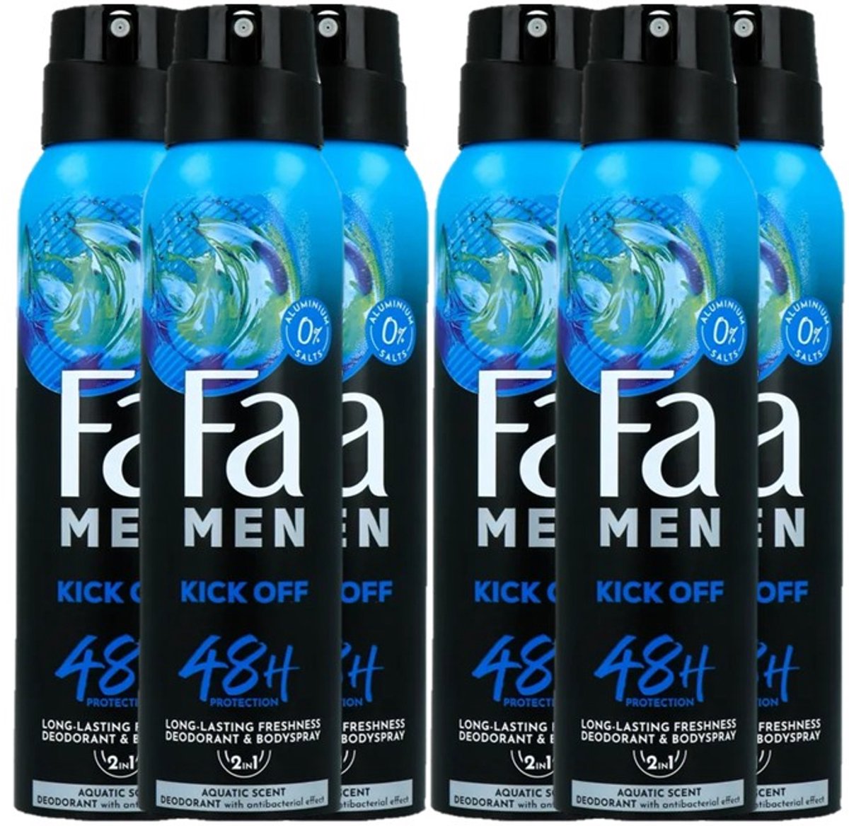 Fa Men Kick-Off - Deodorant & Bodyspray 2in1 - 6 x 150ml