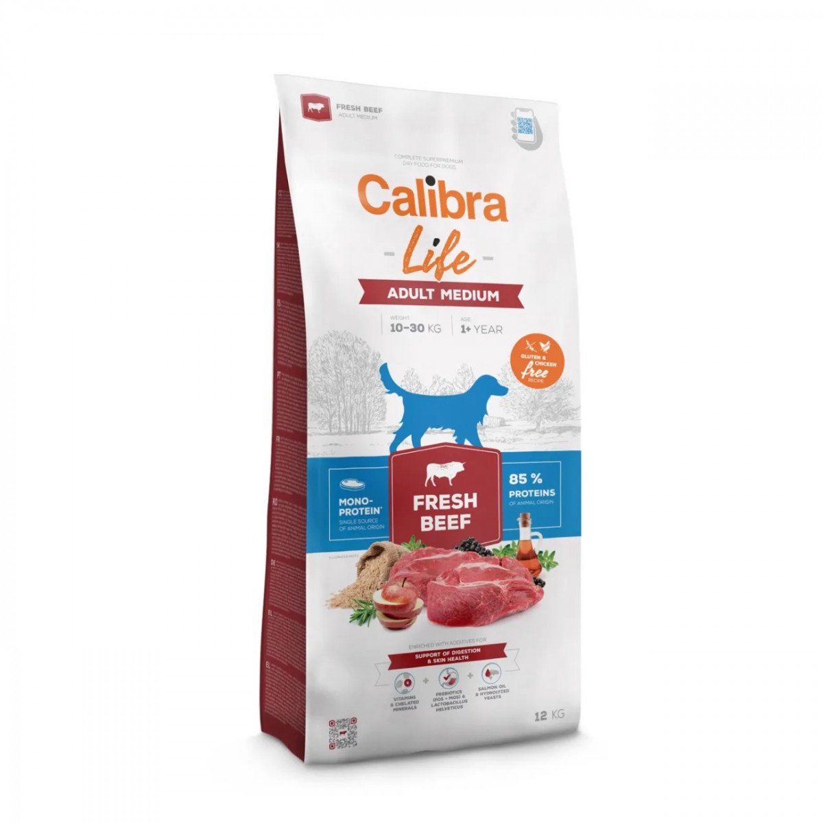 Calibra Calibra Dog Life Adult Medium Breed - Hondenvoer - Vers Rundvlees - 12 kg - Kip-vrij & Hypoallergeen - Voor Volwassen Middelgrote Rassen