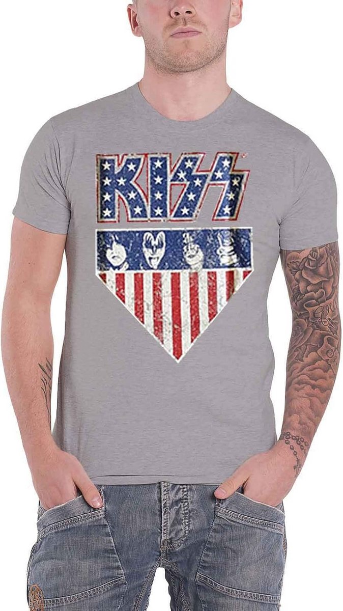 Band T-Shirt Stars And Stripes Grijs Officieel Unisex - Casual Kleding