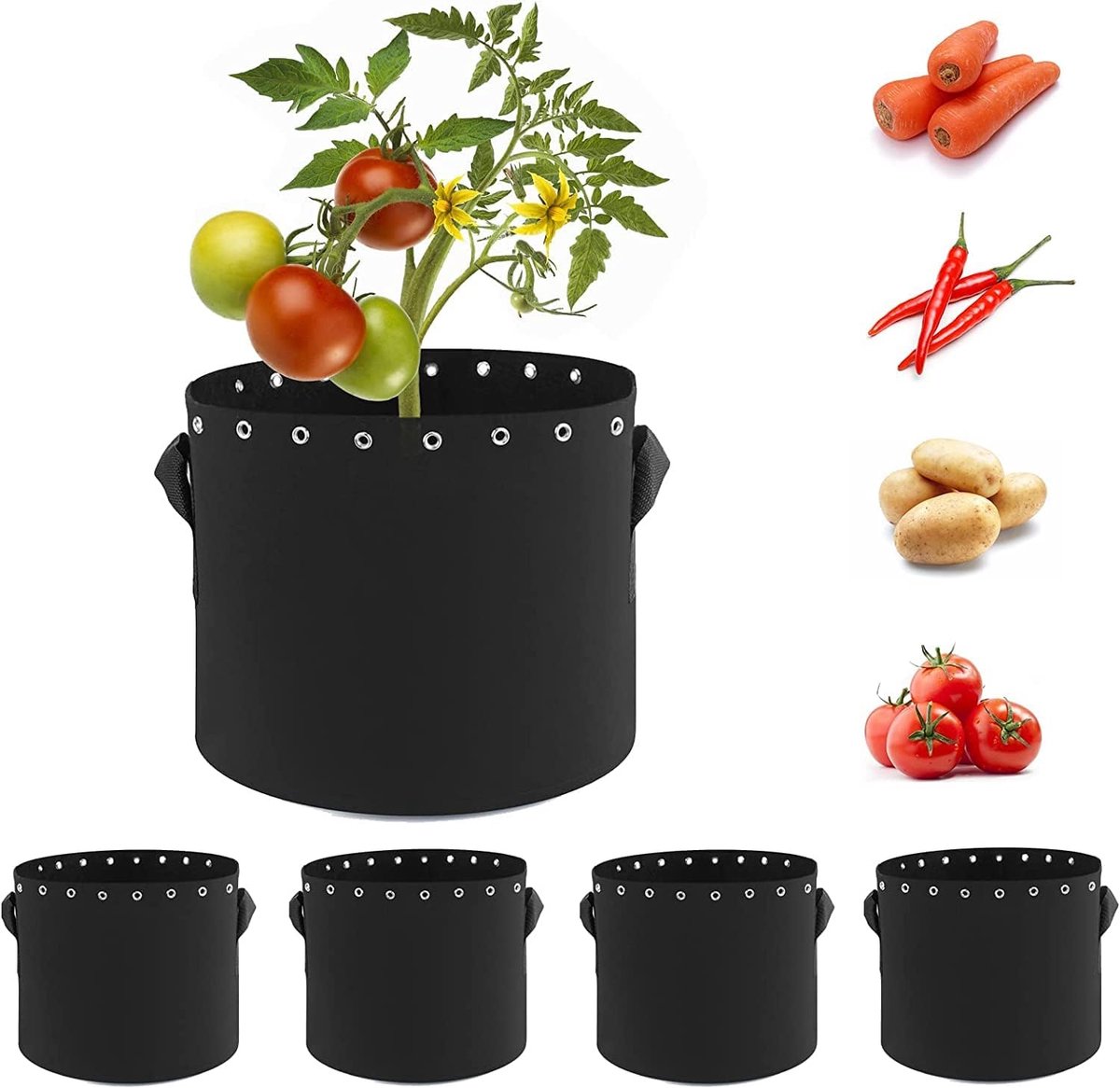 Famanu - Plant Grow Bags met gaten, Thichkened niet-geweven beluchtingsstoffen potten met handgrepen - versterkte gewichtscapaciteit
