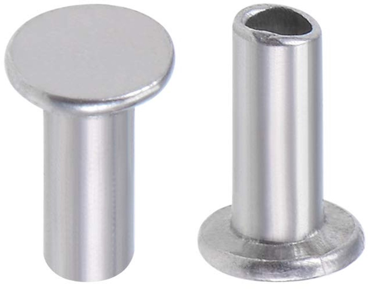 100 stk. Aluminium platte kop halfronde klinknagels zilver M2,5x6mm