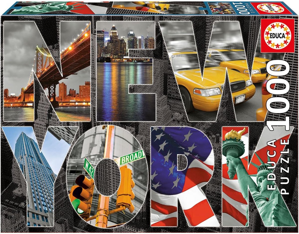 Puzzel 1000 Stukjes Stadsgezicht New York Collage voor Volwassenen