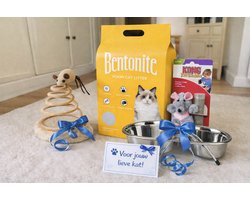Dierboetiek Katten Cadeauset - Kattenbakvulling 10L - Twee Speeltjes - Voer- & Drinkbak