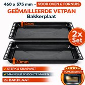 ICQN Oven Bakplaat Set - 2 Stuks Ovenbakplaten - 460x370x30 mm - Geëmailleerd